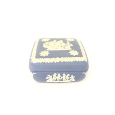 Wedgwood Jasperware Blue & White Square Trinket Box A Sacrifice to Aesculapius picture