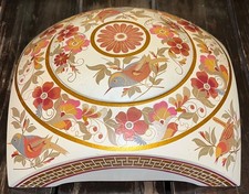 Rare Vintage Hand Painted Wooden Keepsake Box • Carved Footed Trinket Box with B picture