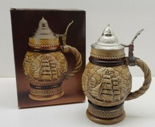 Vintage Avon Tall Ships Ceramic Stein 1977 lidded stein in original box picture