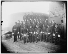 U.S.S. Oregon, Capt. Barker and officers Navy c1900 Old Photo picture