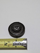 VINTAGE ANTIQUE MOON SUN FACE SNUFF / PILL BOX METAL HINGED LID ROUND RARE picture