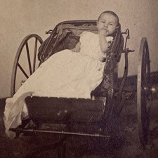 Baby Child In Stroller Civil War Antique CDV Photograph Painesville Ohio picture