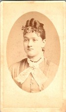 Carte de Visite c. 1880s Young Woman Elaborate Curls & Bow Jamestown NY picture