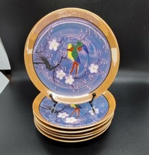 Grandmillenial 6pc Set Vintage Takito TT Lusterware Hand Painted Bird Plates picture