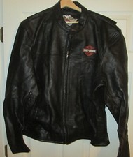 Harley Davidson Black 100% Leather Jacket Coat Men XL Motorcycle 103819 Zips picture