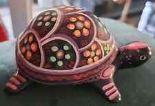 Talavera Mexican Trinket Box Turtle Tortoise Pottery Folk Art Ceramic Purple picture