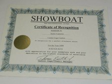 SHOWBOAT Hotel & Casino & Bowling Center CERTIFICATE To Jackie Cameron 1999 picture