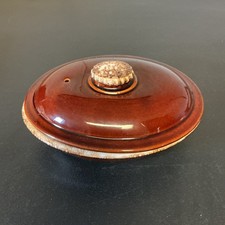 Vintage Hull Pottery Casserole Covered Dish Brown Drip Glaze USA 10x7 Oval Shape picture