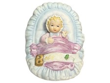 Enesco Designed Giftware Baby Figurine 1983 Pink Blanket Nursery Décor Vintage picture