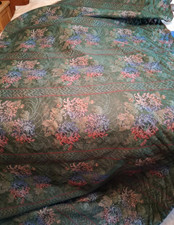 Vintage Green Wine Blue Floral Stripe Tapestry Upholstery Fabric 55