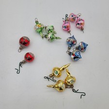 14 Vintage Style Plastic Christmas Ornaments Lot Small Retro Holiday Decor  picture