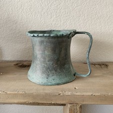 Antique Primitive French 18th Century Hand Hammered Bronze Copper Pitcher Vase picture