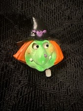 Vintage Hallmark Lapel Pin Halloween Wind Up Witch Eyes Move Brooch Working picture