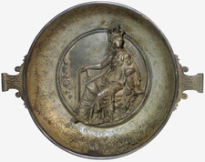 19TH C ANTIQUE VICTORIAN REPLICA HILDESHEIM TREASURE MINERVA/ATHENA HNDLD PATERA picture