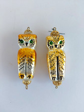 Vintage Snow Owl Gold Blown Glass Christmas Ornament 2.5