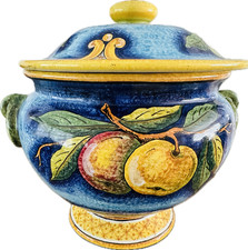 Ceramiche Casola Positano Hand-Painted Jar/ Canister with Lid, Fruit Floral picture
