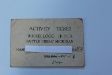 Vintage 1953-1956 W.K. Kellogg Jr. HS Activity Ticket Battle Creek, MI picture