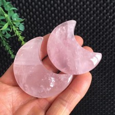 72g 2pcs Rose Quartz Moon Carving Stone Quartz Crystal Specimens Healing picture