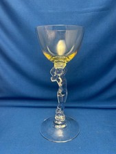 VINTAGE CAMBRIDGE “NUDES” MANDARIN GOLD COCKTAIL GLASS CLEAR STEM “STATUESQUE” picture