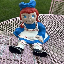 VTG Raggedy Ann style Sitting Figurine Statue Large Hand Painted Country Decor,  picture