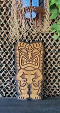 Handcrafted 3‑Layer Wooden Tiki God Plaque – Polynesian Wall Art – 23.5