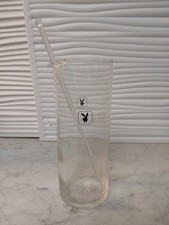 Vintage Playboy Bunny Club Logo Glass Cocktail Mixer Pitcher W Glass Stir Stick picture