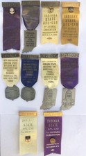 Lot 10 Vintage Indiana Labor Union Convention Ribbons Badges 1953-1970 AFL-CIO picture