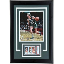 Larry Bird Graded Rookie Card Deluxe Framed with Boston Celtics 8x10 Photo picture