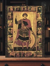 Icon of Saint George the Victorious with Scenes from his life 23x30 cm (9