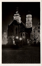 Photo postcard Stuttgart in the light collegiate church 1928 night photo picture