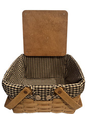 2004 Longaberger Picnic Style Basket w/Liner and wood riser picture