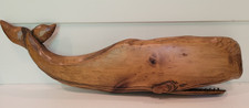 Vintage Folk Art Wood Hand Carved Whale Wood Figurine Sculpture by G. Minneker picture