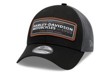 New Harley-Davidson New Era 39THIRTY Mesh Back Flex Hat Black  L/XL Front Patch picture