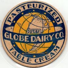 Milk Bottle Cap - Globe Dairy Co. - (Van Wert, Canton, Ohio) - TABLE CREAM picture