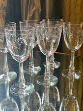 Set of 8 Lehua Tiffin-Franciscan Wine Glasses Decorated Glassware, 1950-1966 picture