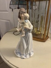 Vintage Porcelain Mother and Child Figurine Mother Holding Toddler Baby Decor picture
