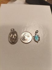 2 VINTAGE STERLING RELIGIOUS MEDALS picture