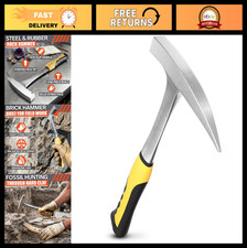 28 oz Geology Rock Pick Hammer - Forged Steel with Pointed Tip & Shock Grip for picture