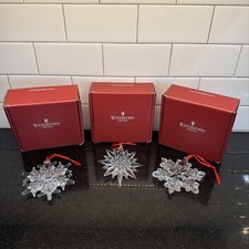 Set/3 Waterford Crystal Snowflake Clear Ornaments In Box Christmas Holiday Gift picture