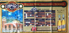 RARE 2001 Milwaukee Brewers Miller Park Inaugural Season 3'x6' Banner Sign Beer picture