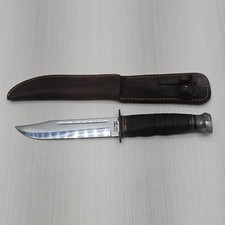 Vintage Ka-Bar 1207 USA Fixed Blade Hunting Knife with Leather Sheath 11 Inch picture