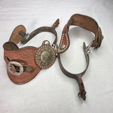 Vintage Myler Toklat Western Riding Spurs Cowperson Tack Texas Star I-17 picture