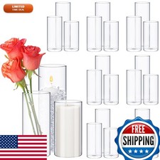 Sawysine 24 Pcs Glass Cylinder Vases Clear 2.5/2.95/3.9 in Diameter 8/10/12 in picture