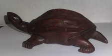 Vintage Hand carved Wooden Turtle Figurine Glass Eyes 6