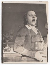 1930s Singer Song Woman girl singing Interesting face Russian antique photo shot picture