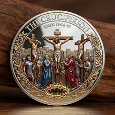 Christian Crucifixion Resurrection Coin Jesus Christ John 19:16-37 Religious picture