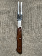 Maxam Stainless Steel Carving Fork Wood Handle Japan Silver/Brown 11 in Vintage picture