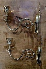 Pair Vintage Brass Colonial Williamsburg Candlesticks Wall Sconces Baldwin? picture