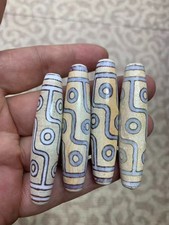 4Pcs Rare Wonderful Tibetan Natural Old Agate Dzi *9Eyed* Beads  picture
