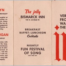 c1940s Chicago IL Bismarck Inn Tri-Fold Ad Card Drinking Songs Ted Meyn Vtg picture